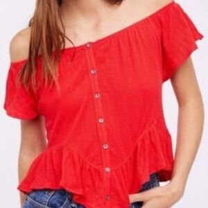 Free People Mint Julep Off the Shoulder Top - M